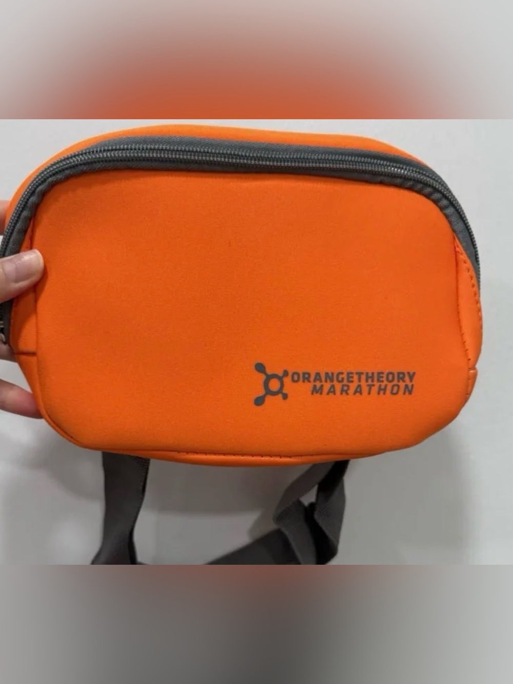 Orangetheory Orange Crossbody Pouch with Gray Trim
